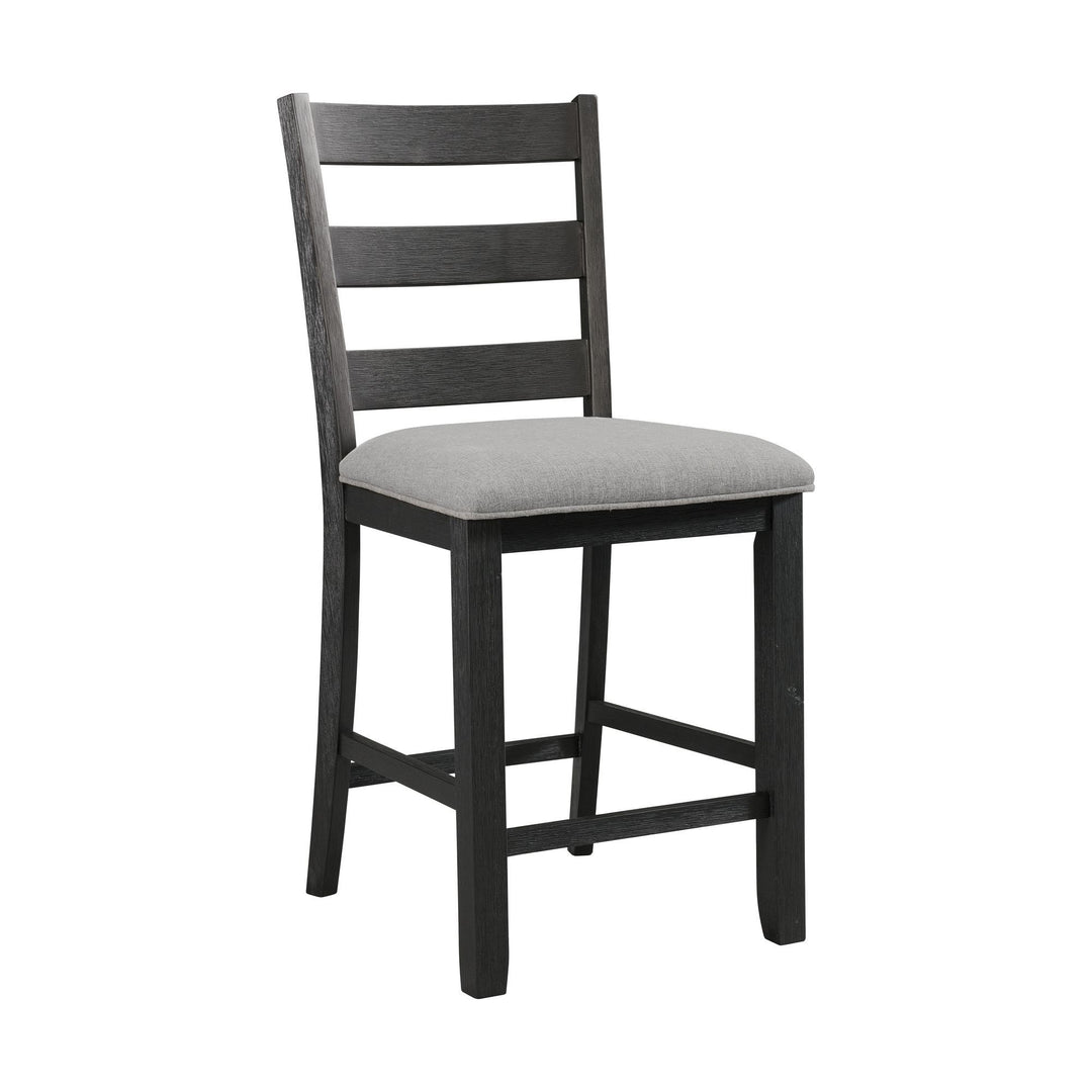 Martin - Counter Side Chair With Gray Fabric (Set of 2) - Black Finish