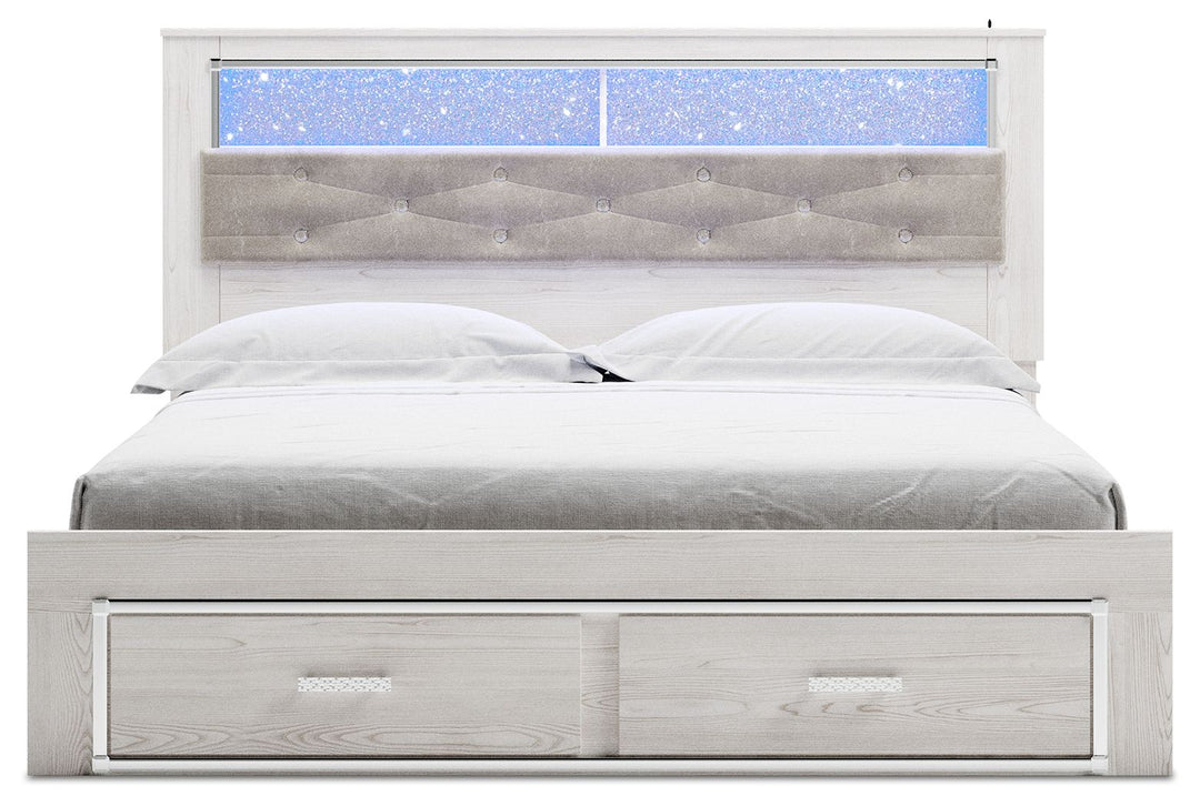 Altyra - King Upholstered Bookcase Bed With Storage - White
