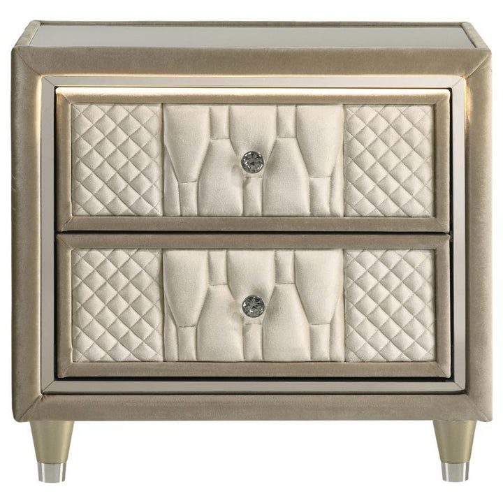 Lorient - 2-Drawer LED Nightstand With USB - Ivory And Camel