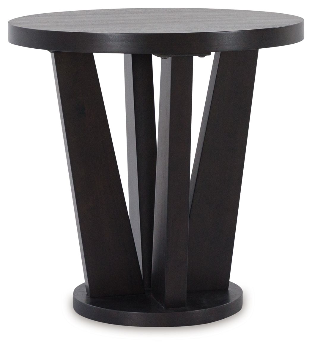 Chasinfield - Round End Table - Dark Brown