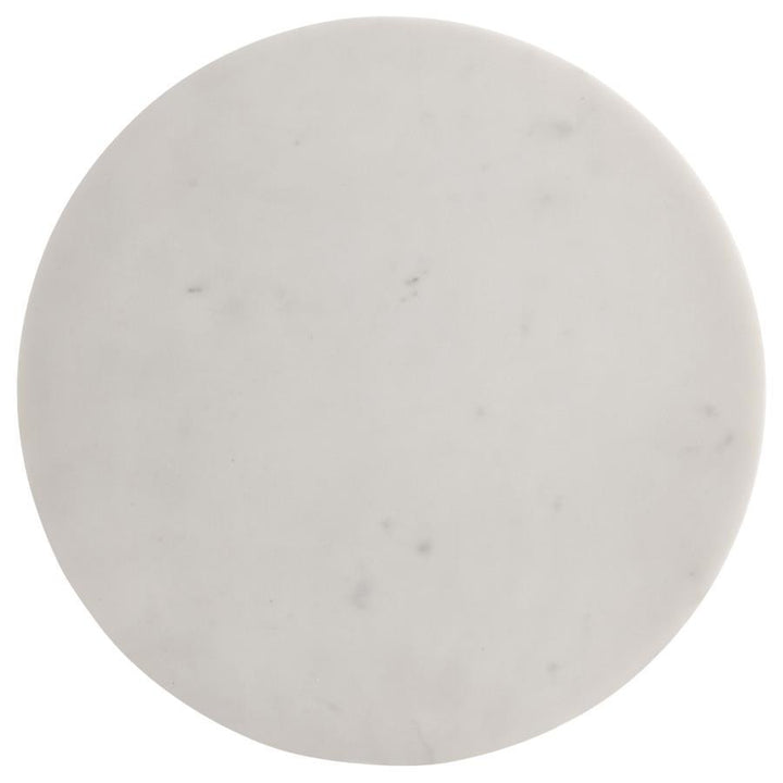 Colette - Round Marble Top Side Table - White And Dark Gray