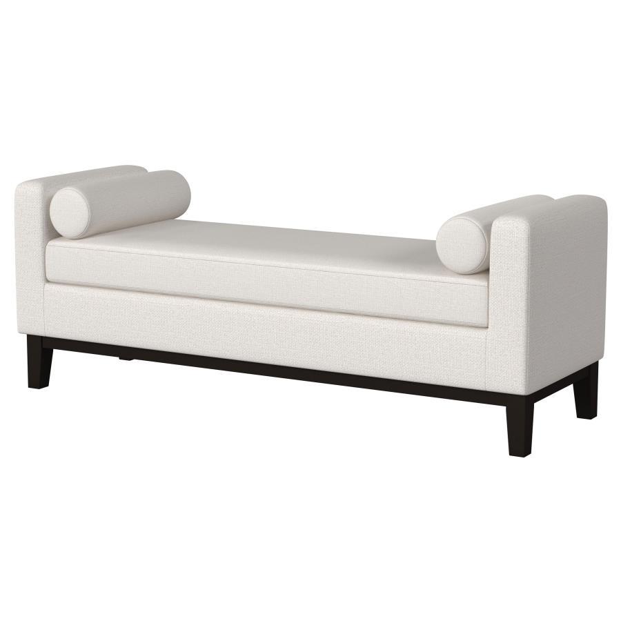 Rosie - Upholstered Accent Bench With Armrests - Vanilla