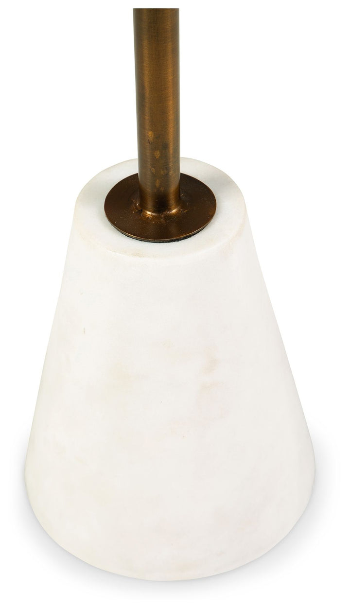 Caramont - Accent Table with White Base - Black / White / Gold Finish