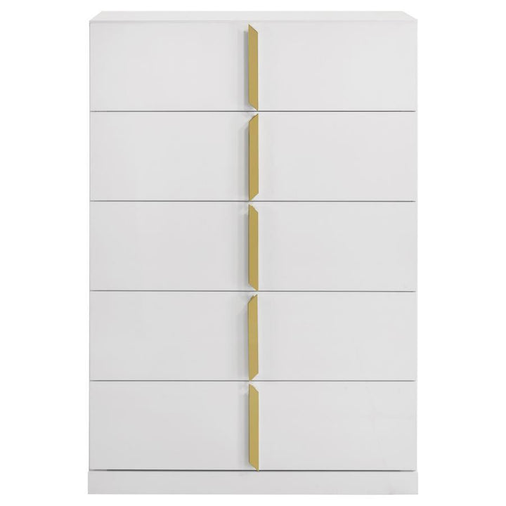 Ines - 5-Drawer Bedroom Chest Of Drawers - White High Gloss