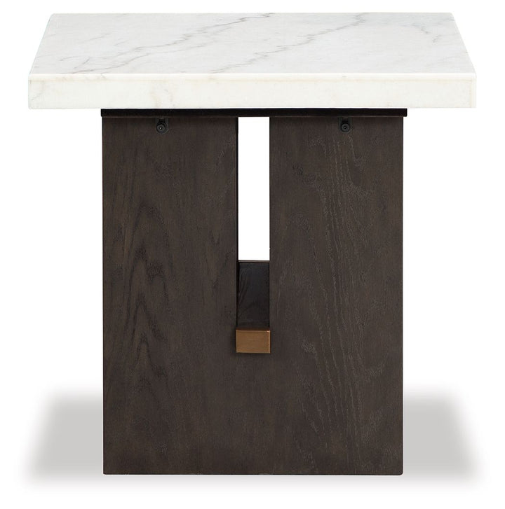 Burkhaus - Rectangular End Table - White / Dark Brown