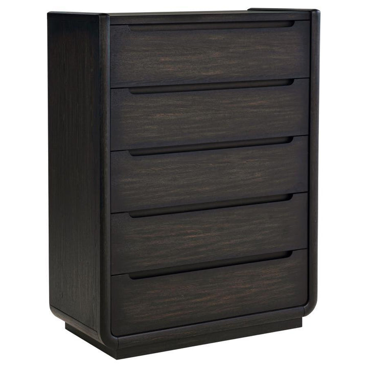 Leandro - 5-Drawer Bedroom Chest Of Drawers - Burnished Black