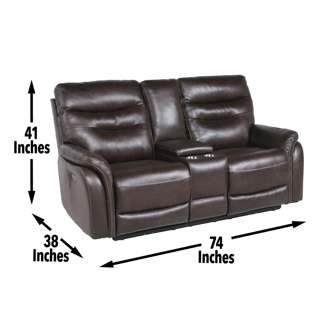 Fortuna - Recliner Console Loveseat - Dark Brown
