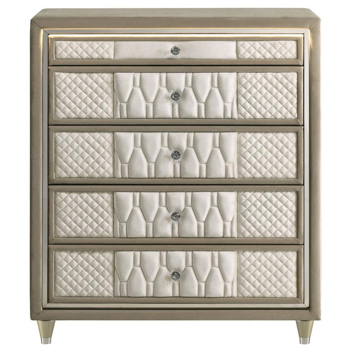 Lorient - 5-Drawer LED Chest Of Drawers - Ivory And Camel