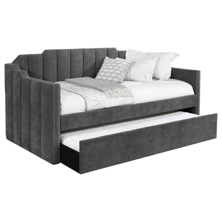 Kingston - Upholstered Twin Daybed With Trundle - Charcoal