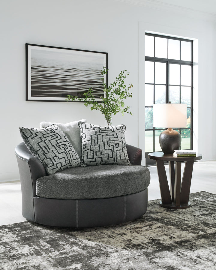 Brixley Pier - Oversized Swivel Accent Chair - Graphite