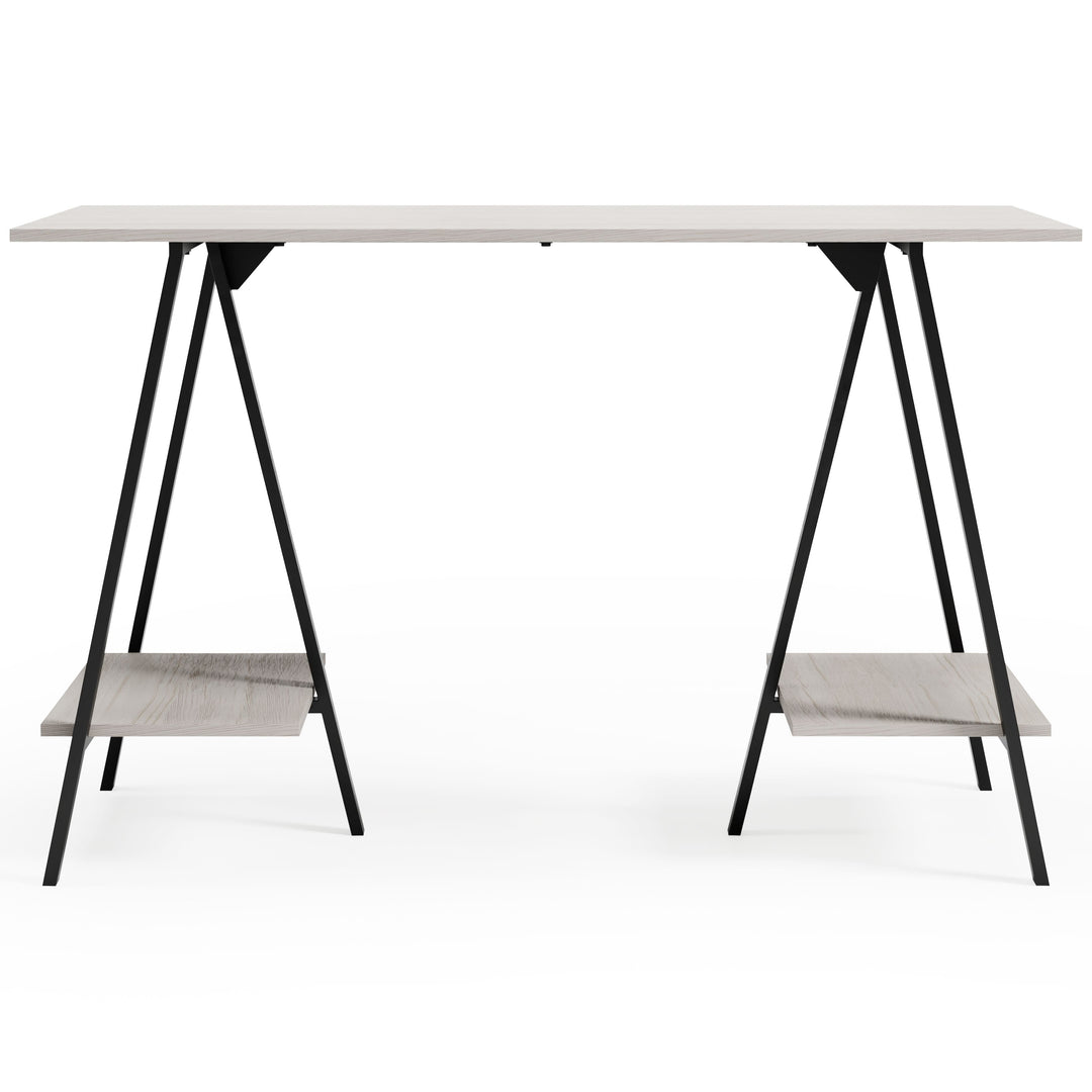 Bayflynn - Home Office Desk - 2 Fixed Shelves - White / Black