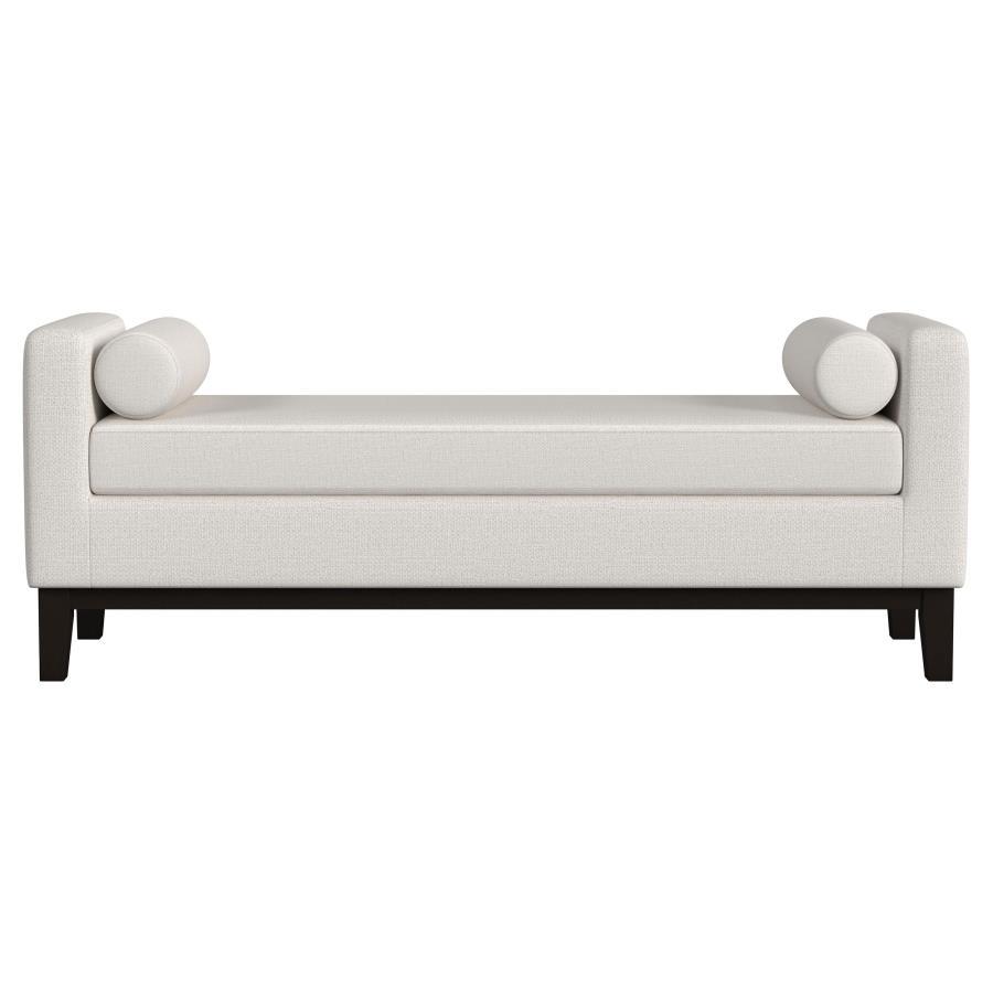 Rosie - Upholstered Accent Bench With Armrests - Vanilla