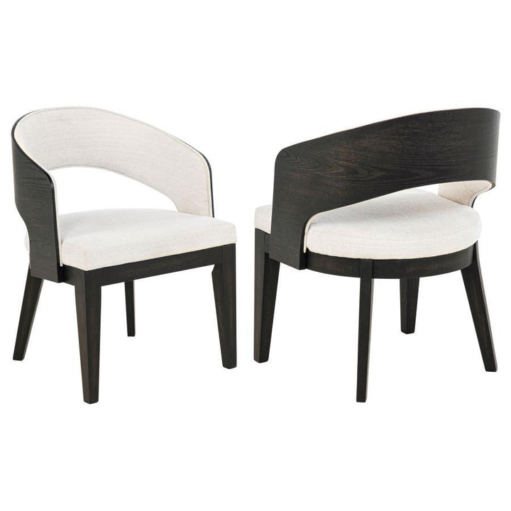 Leandro - Upholstered Dining Arm Chair (Set of 2) - Burnished Black / Cream