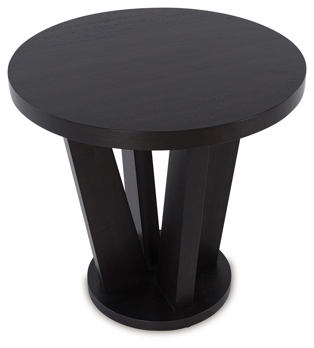 Chasinfield - Round End Table - Dark Brown