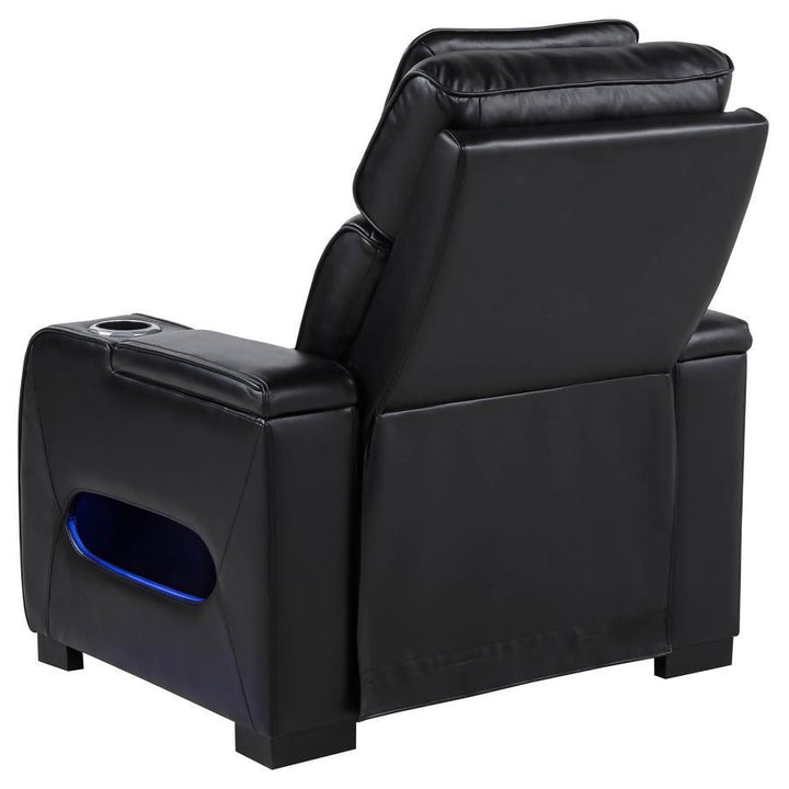 Zuma - Faux Leather Upholstered Dual Power LED Recliner - Black