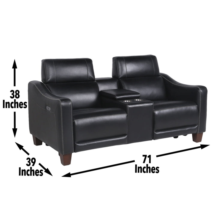 Giorno - Dual Power Console Loveseat - Black