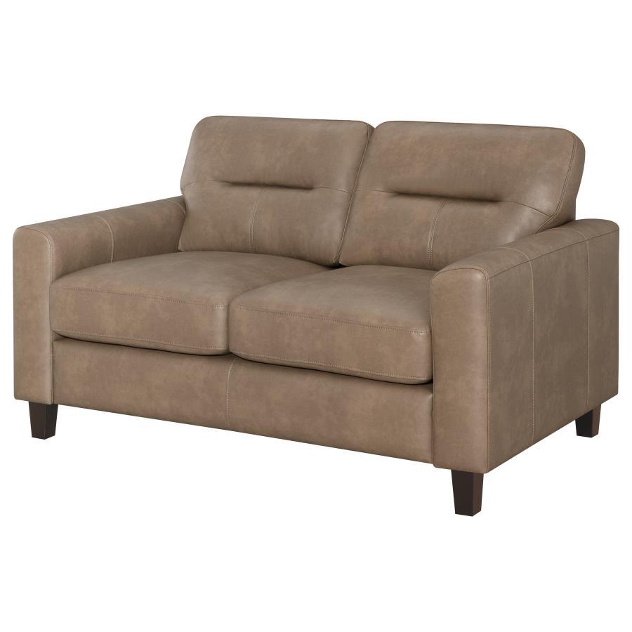 Scotland - Faux Leather Upholstered Track Arm Loveseat