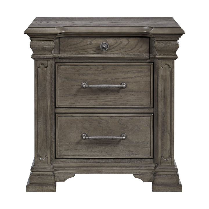 Kings Court - 3-Drawer Nightstand (Sliding Top) - Gray