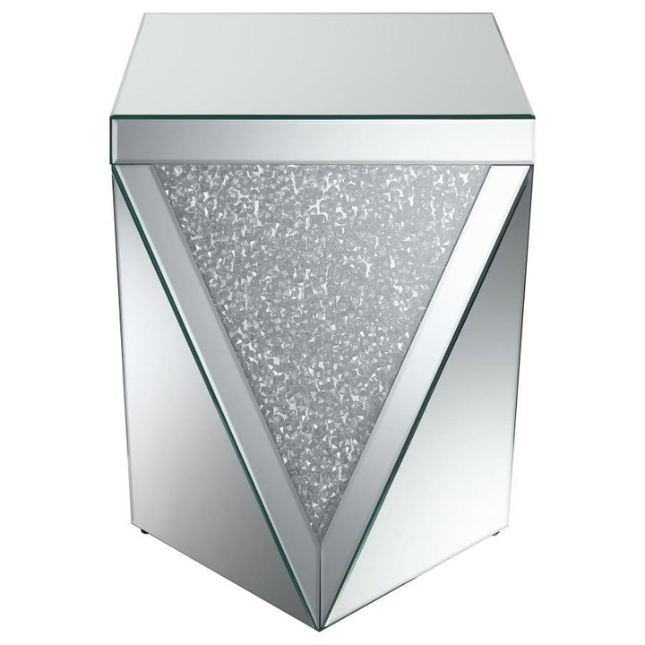 Amore - Square Mirrored Acrylic Crystal Side End Table - Silver