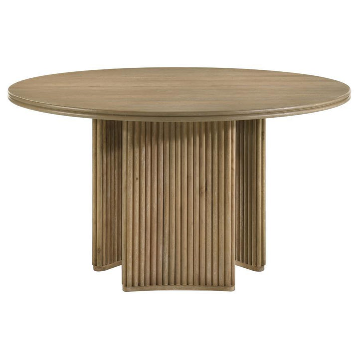 Adina - 53" Round Wood Dining Table - Distressed Light Brown