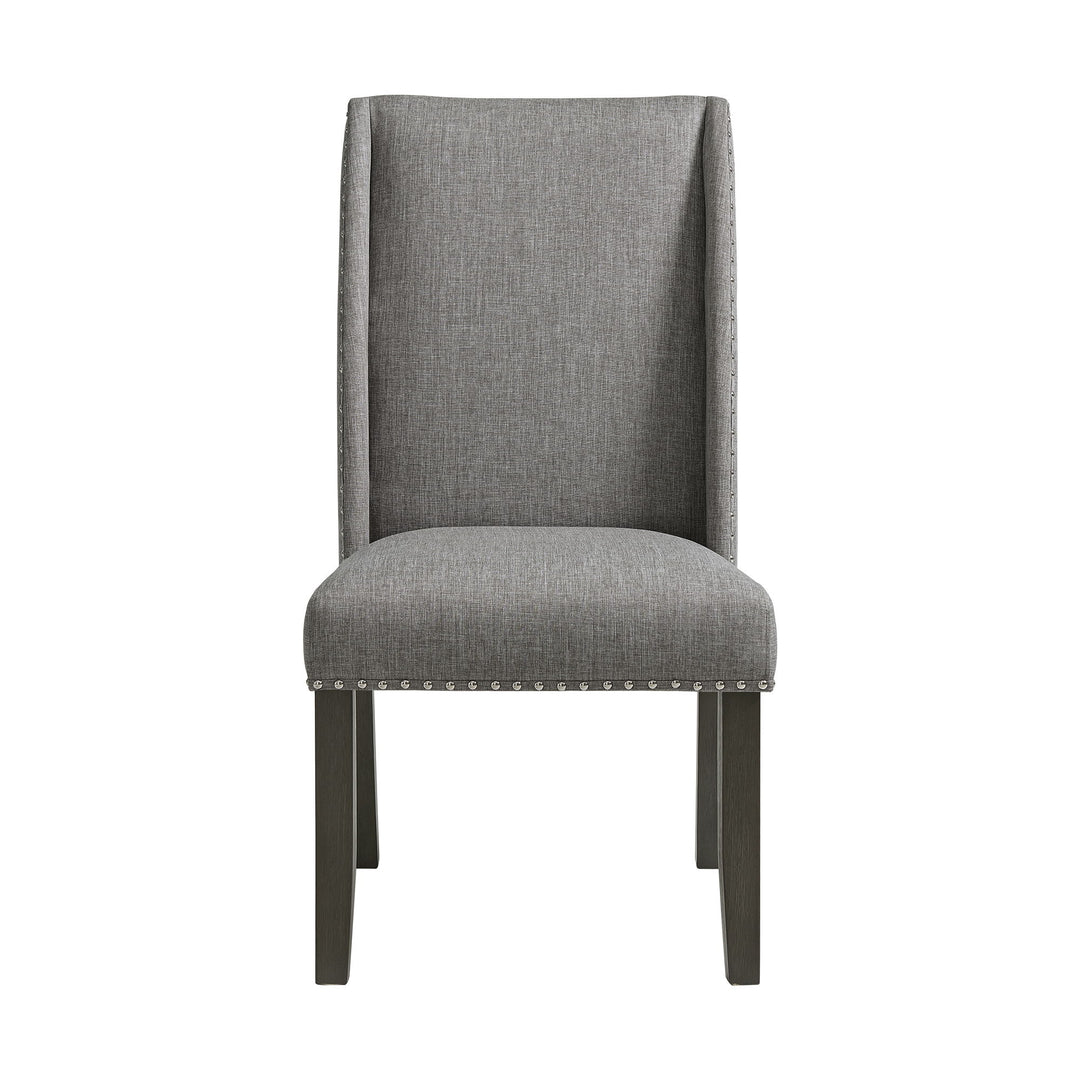 Everdeen - Side Chair With Gray Fabric and Nail Heads (Set of 2) - Charcoal