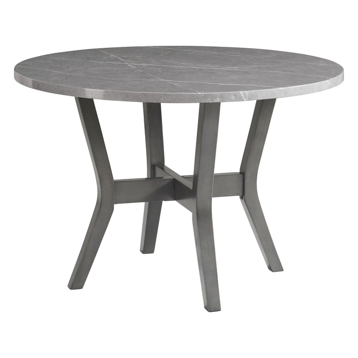 Ambridge - 5 Piece Round Dining Set With Faux Marble Top - Brushed Gray