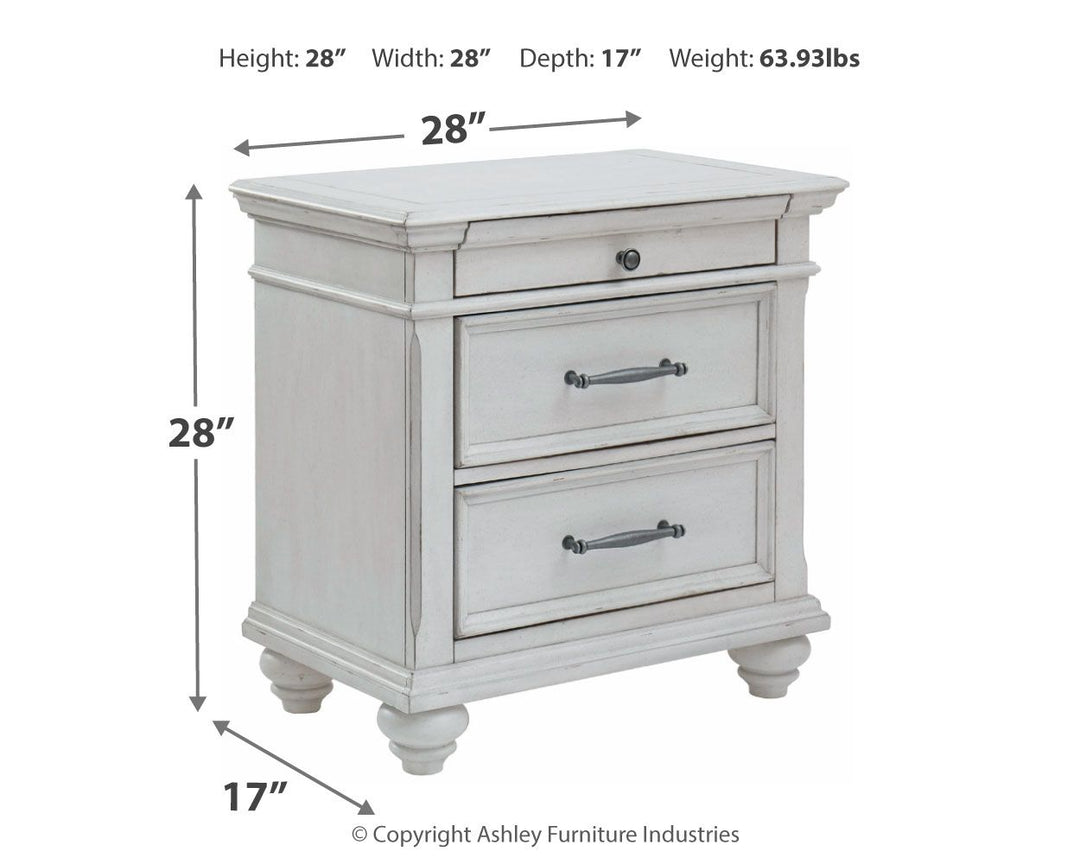 Kanwyn - Three Drawer Night Stand - Whitewash