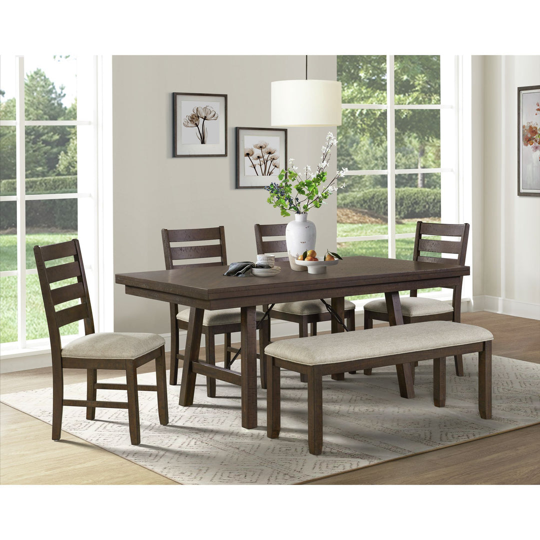 Jax - 6 Piece Dining Set (72" Table, Four Chairs And Bench) - Cherry