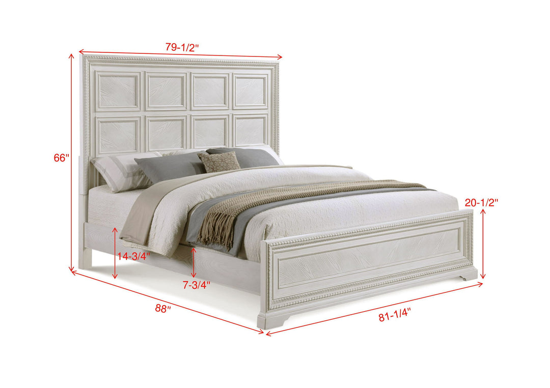 Alexandria - King Panel Bed - White