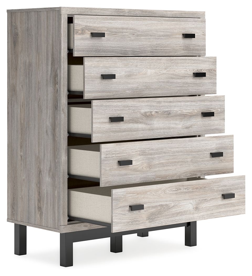 Vessalli - Five Drawer Wide Chest - Black / Gray