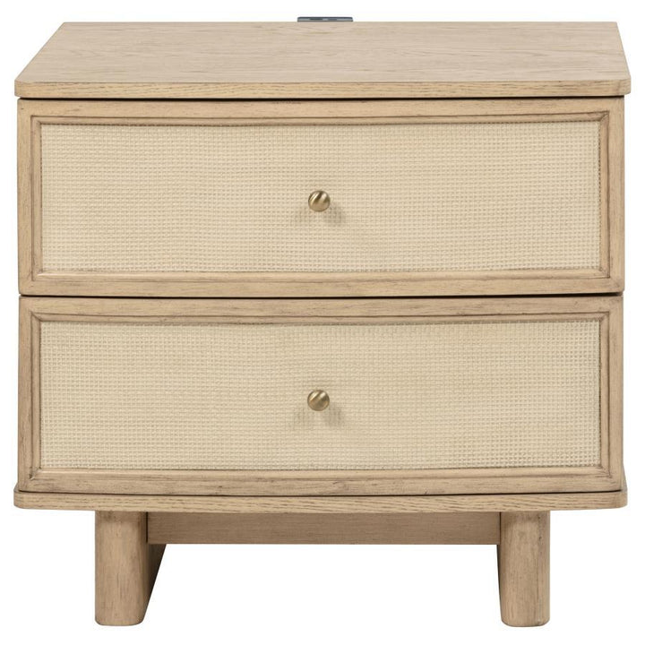 Kailani - 2-Drawer Nightstand Bedside Table - Beige Oak