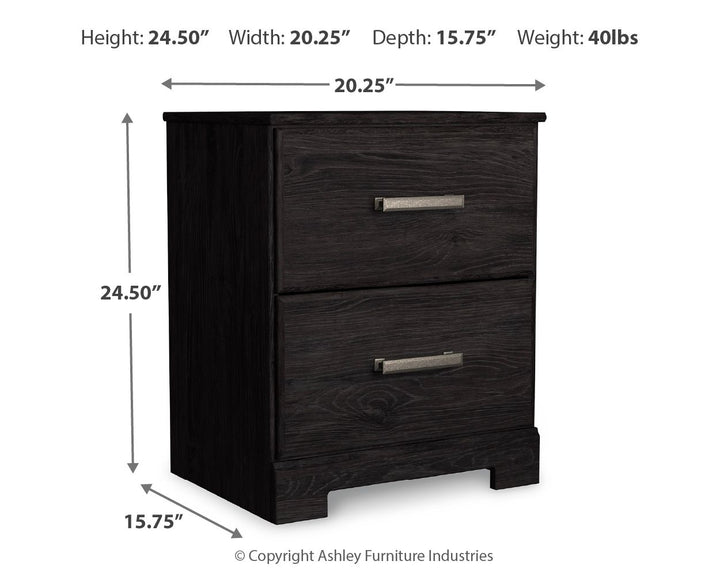 Belachime - Two Drawer Night Stand - Charcoal