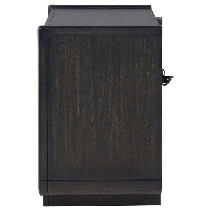 Leandro - 2-Drawer LED Nightstand With USB - Burnished Black