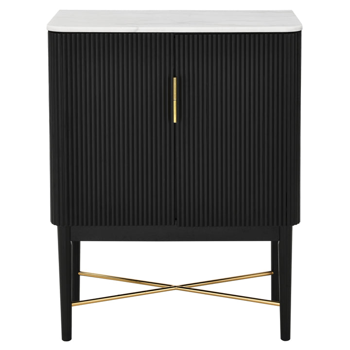 Vida - Marble Top Wine Cabinet - White / Black
