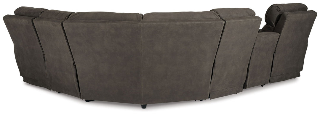 Hoopster - Zero Wall Power Recliner with Console 6 Pc Sectional - Gunmetal