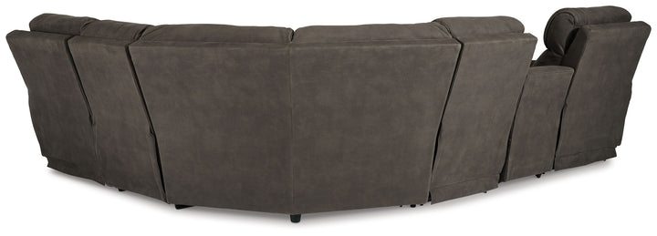 Hoopster - Zero Wall Power Recliner with Console 6 Pc Sectional - Gunmetal