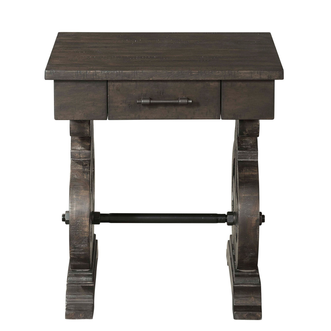 Stone - Chairside Table With PU Base - Dark Walnut