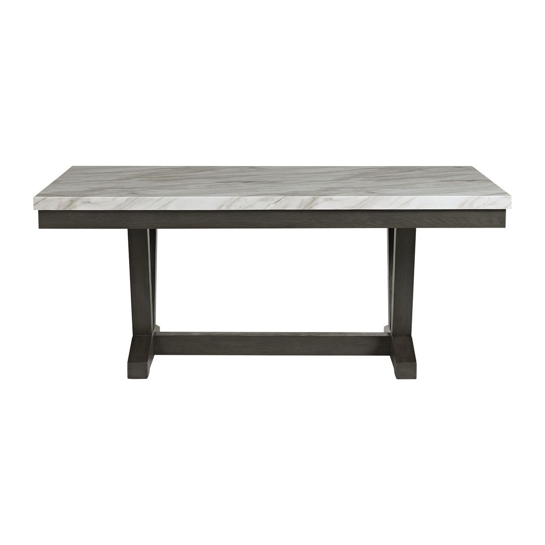 Everdeen - Dining Table With White Faux Marble Top - Charcoal