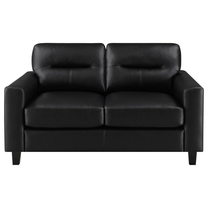 Scotland - Faux Leather Upholstered Track Arm Loveseat