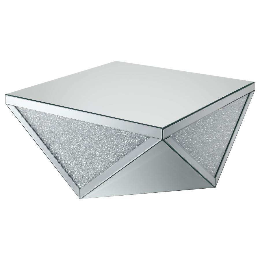 Amore - Square Mirrored Acrylic Crystal Coffee Table - Silver