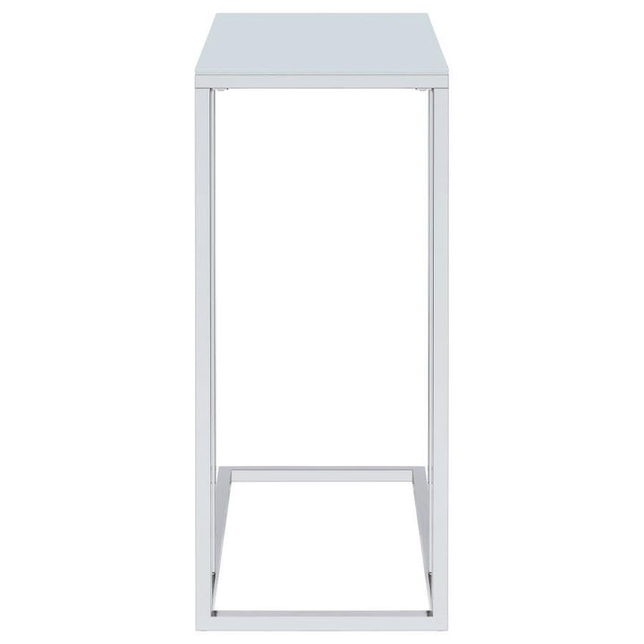 Stella - Glass Top C-Shaped Sofa Side Table - Chrome
