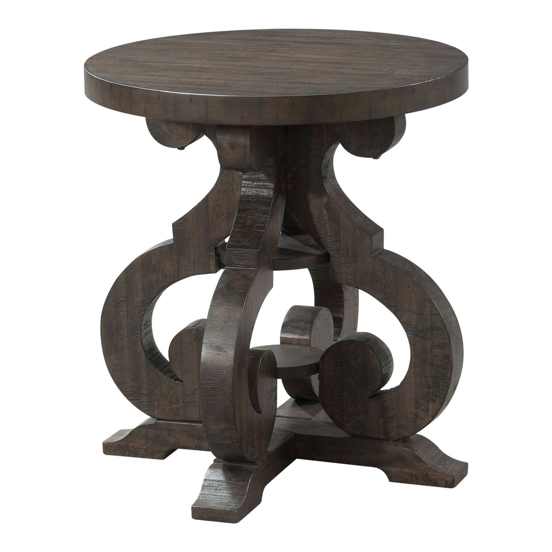 Stone - End Table With PU Base - Dark Walnut