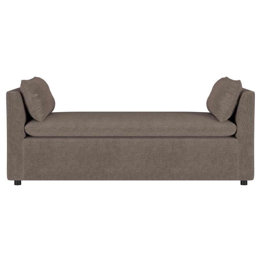Robin - Upholstered Accent Bench With Armrests - Brown