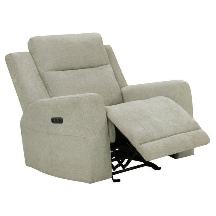 Kennett - Chenille Upholstered Power Recliner Chair - Ivory