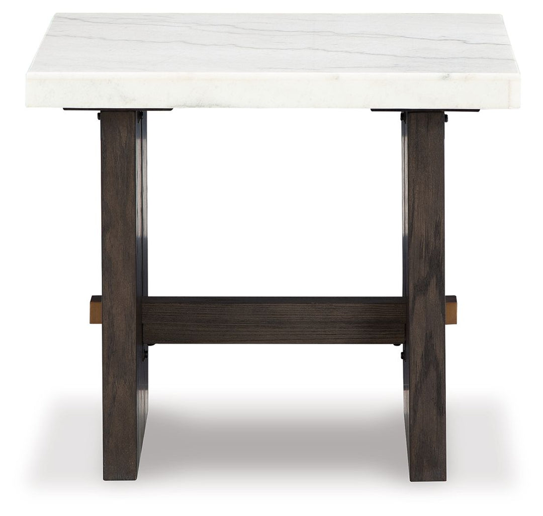 Burkhaus - Rectangular End Table - White / Dark Brown