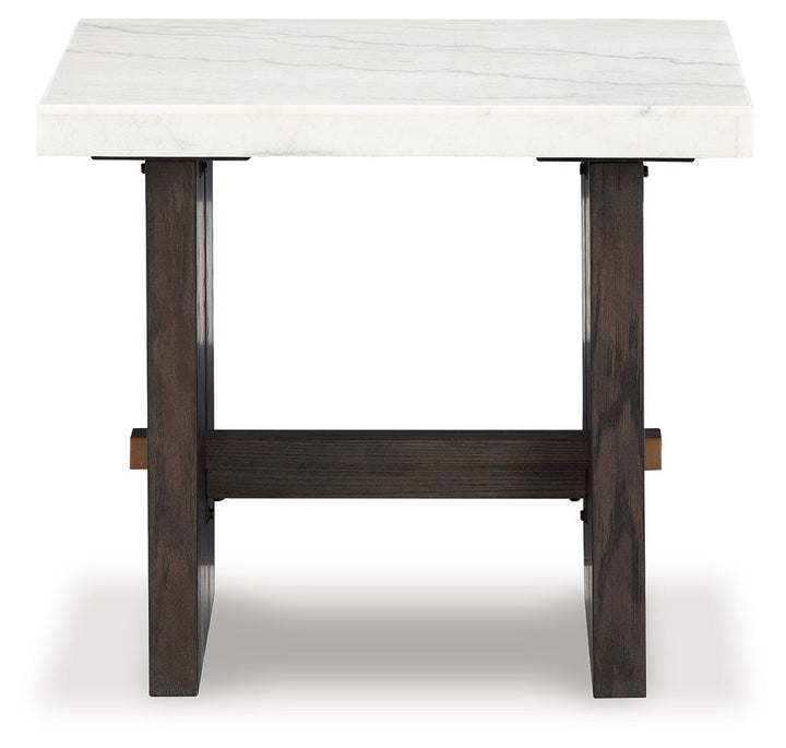 Burkhaus - Rectangular End Table - White / Dark Brown