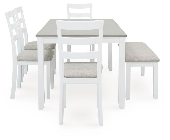 Stonehollow - Rectangular Drm Table Set (Set of 6) - White / Gray
