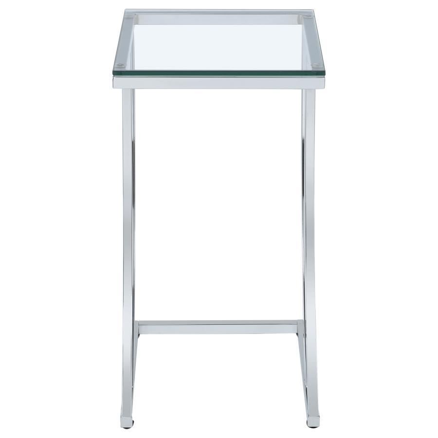Cayden - Rectangular Glass Top Sofa Side Table - Chrome