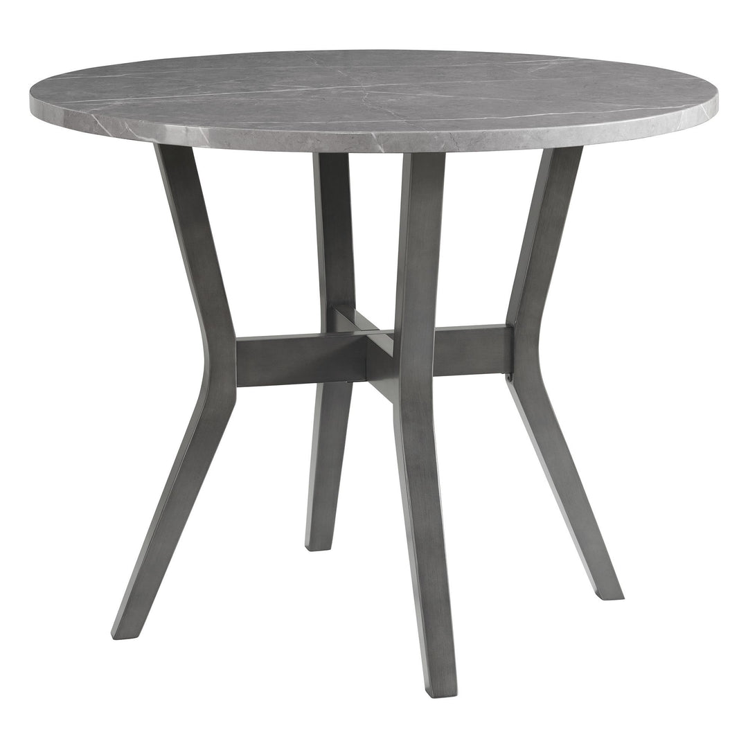 Ambridge - 5 Piece Round Counter Set With Faux Marble Top - Brushed Gray
