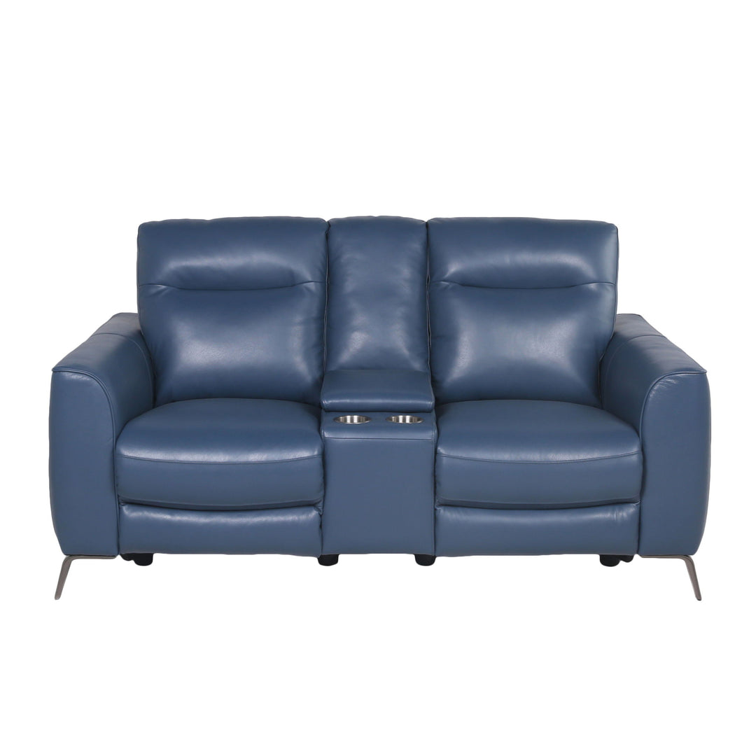 Sansa - Dual Power Reclining Loveseat With Console - Blue
